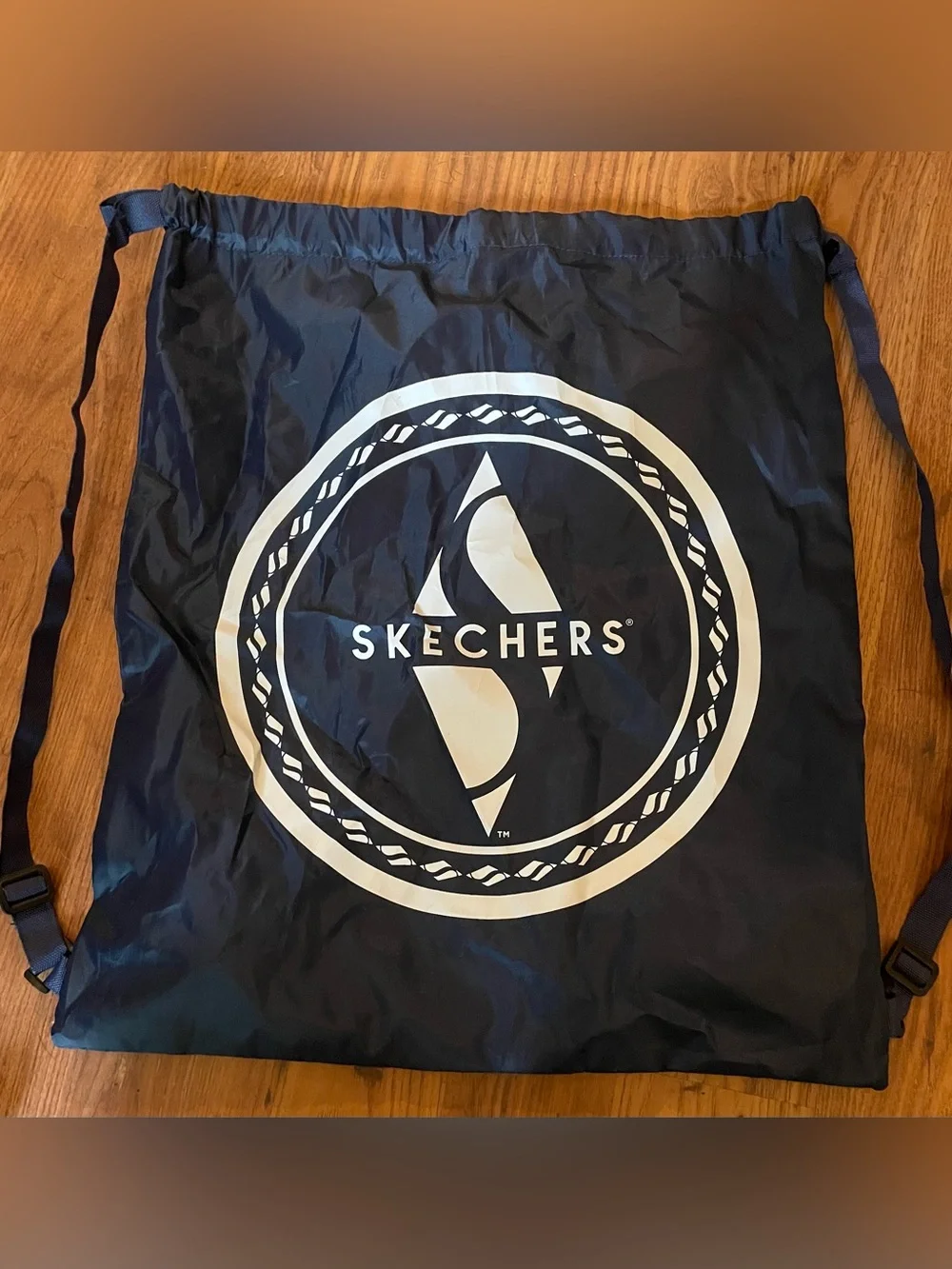 Skechers Navy Drawstring Backpack Bag White Logo